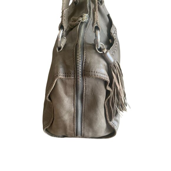 Hobo Intl. Leather Shoulder Bag Soft Slouchy Double Strap & Zip Up Tassel Taupe - Picture 7 of 16